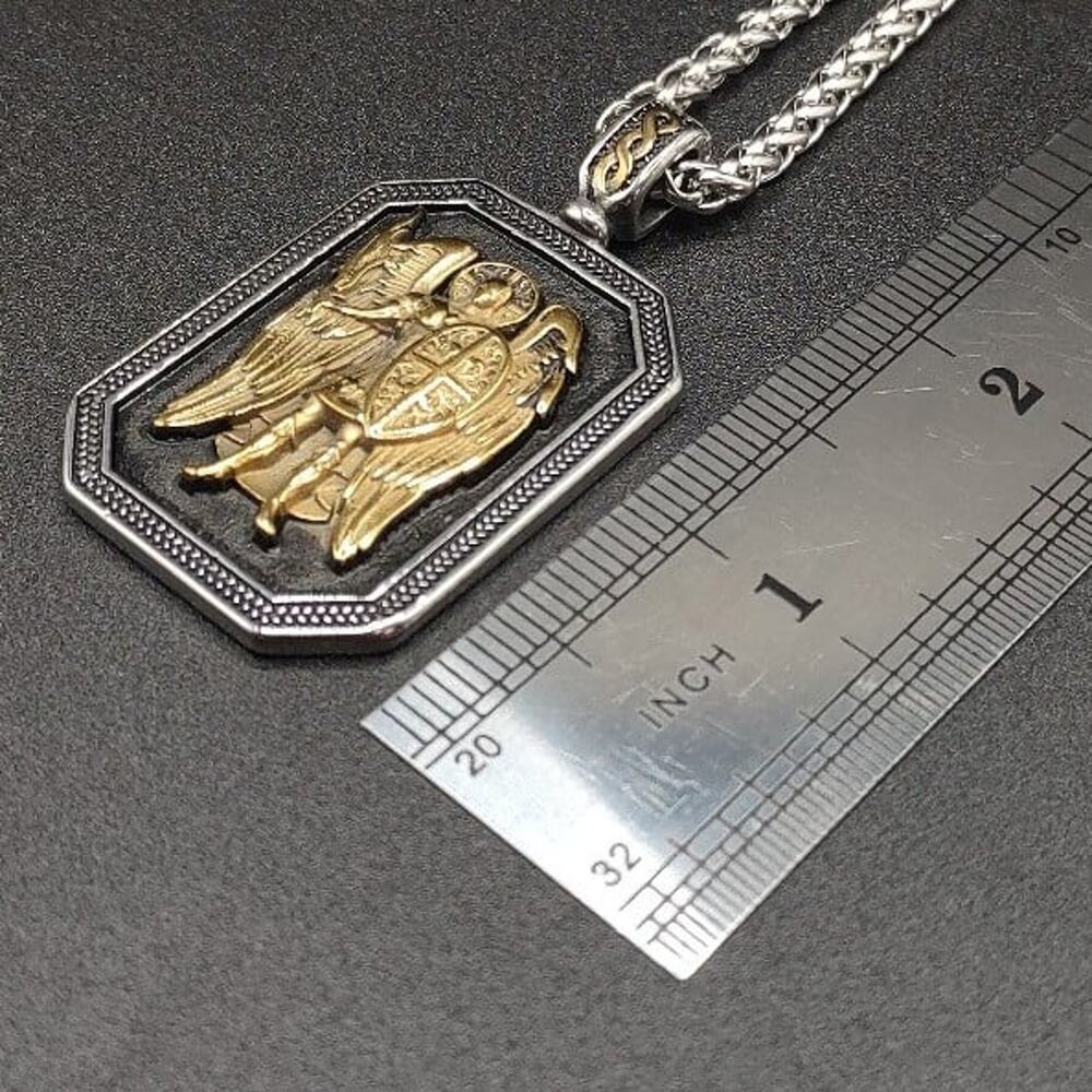 Archangel Saint Michael Necklace Solid Stainless Steel Anniversary Birthday NEW!